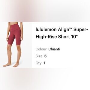 Lululemon Align Super High-Rise Biker Shorts 10” in Chianti